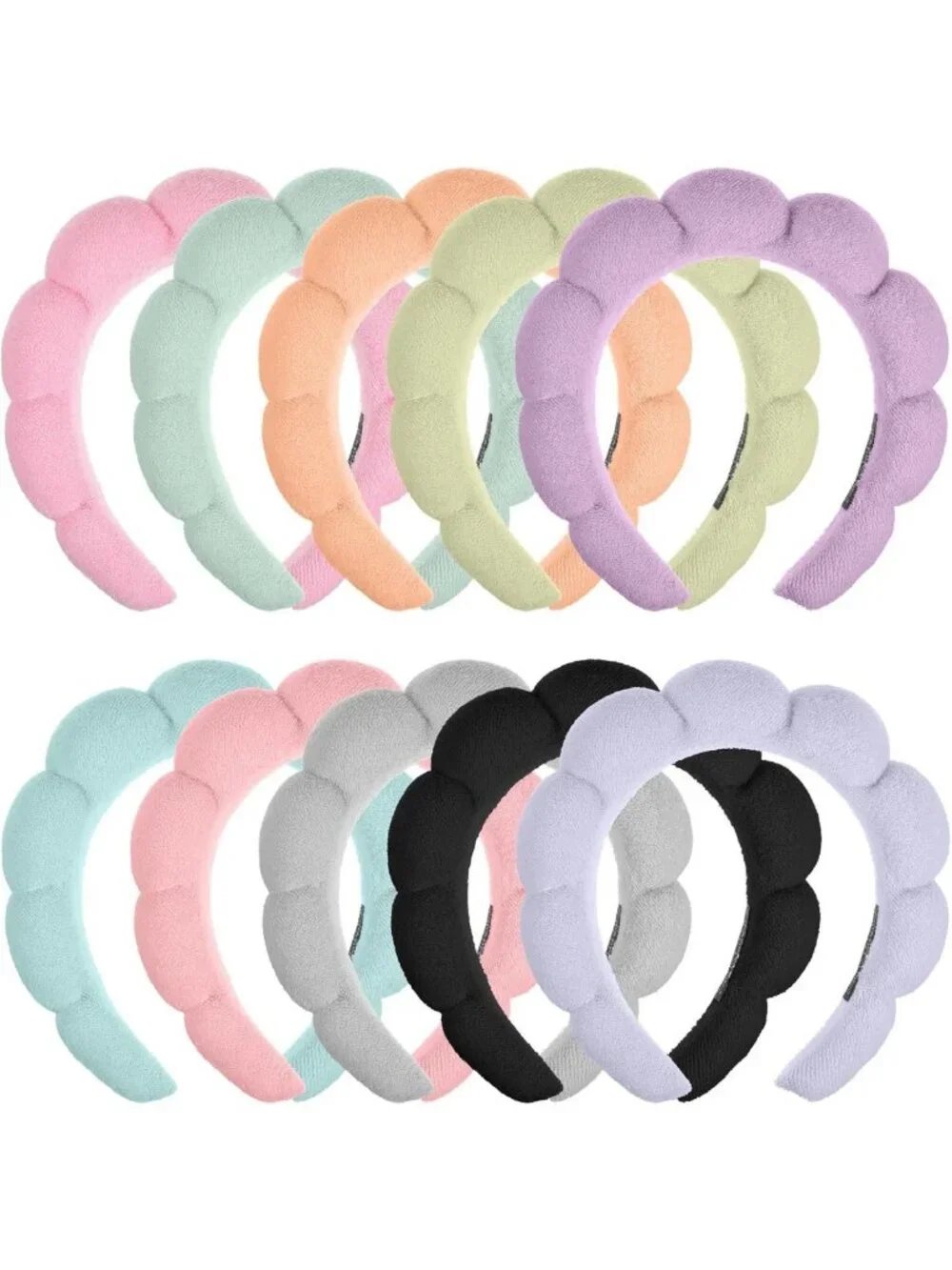 10Pcs Spa Headbands for Women - Makeup & Skincare Hair Accessories, Bubble Bands